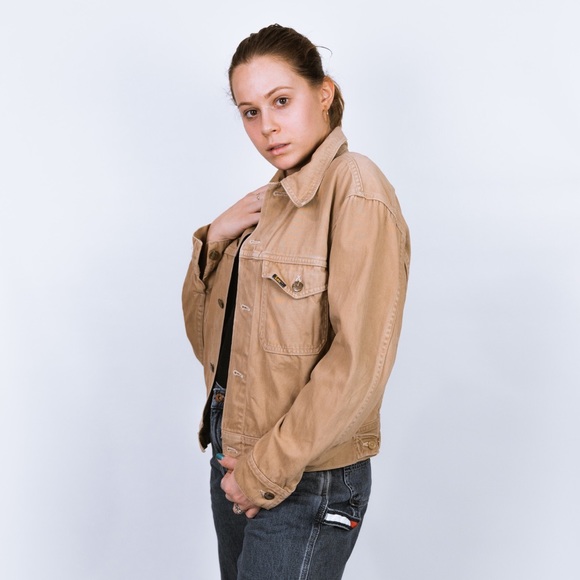 khaki colored denim jacket
